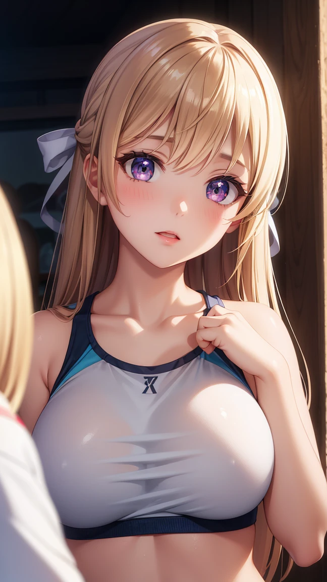 1girl, natural lighting, masterpiece, highly detailed, illustration, game CG, absurdres, high quality, beautiful detailed eyes, glossy lips, natural lighting, medium breasts, klaudia valentz, collarbone, exercise clothes, gym