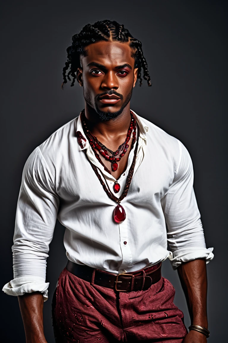 ((best quality)), ((masterpiece)), ((realistic)), (detailed), male Senior Full-figured, Afro-Caribbean, Deep blue eyes, , Orchid Mohawk hair, Awe, wearing Burgundy Aztec Barkcloth Straight-leg chinos, Paisley Flannel Henley shirt, Derby shoes, , and and, Hands holding an object delicately, showing care, City Halls, Slate, Torches (Traditional or Modern), Rim Lighting, ((masterpiece)), absurdres, HDR, <lora:add_detail:1>, <lora:LowRA:0.5>
