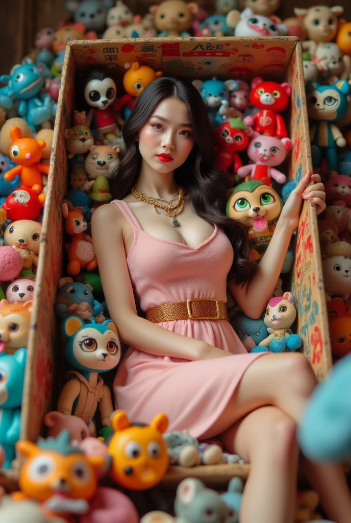 an Asian model in the toy box