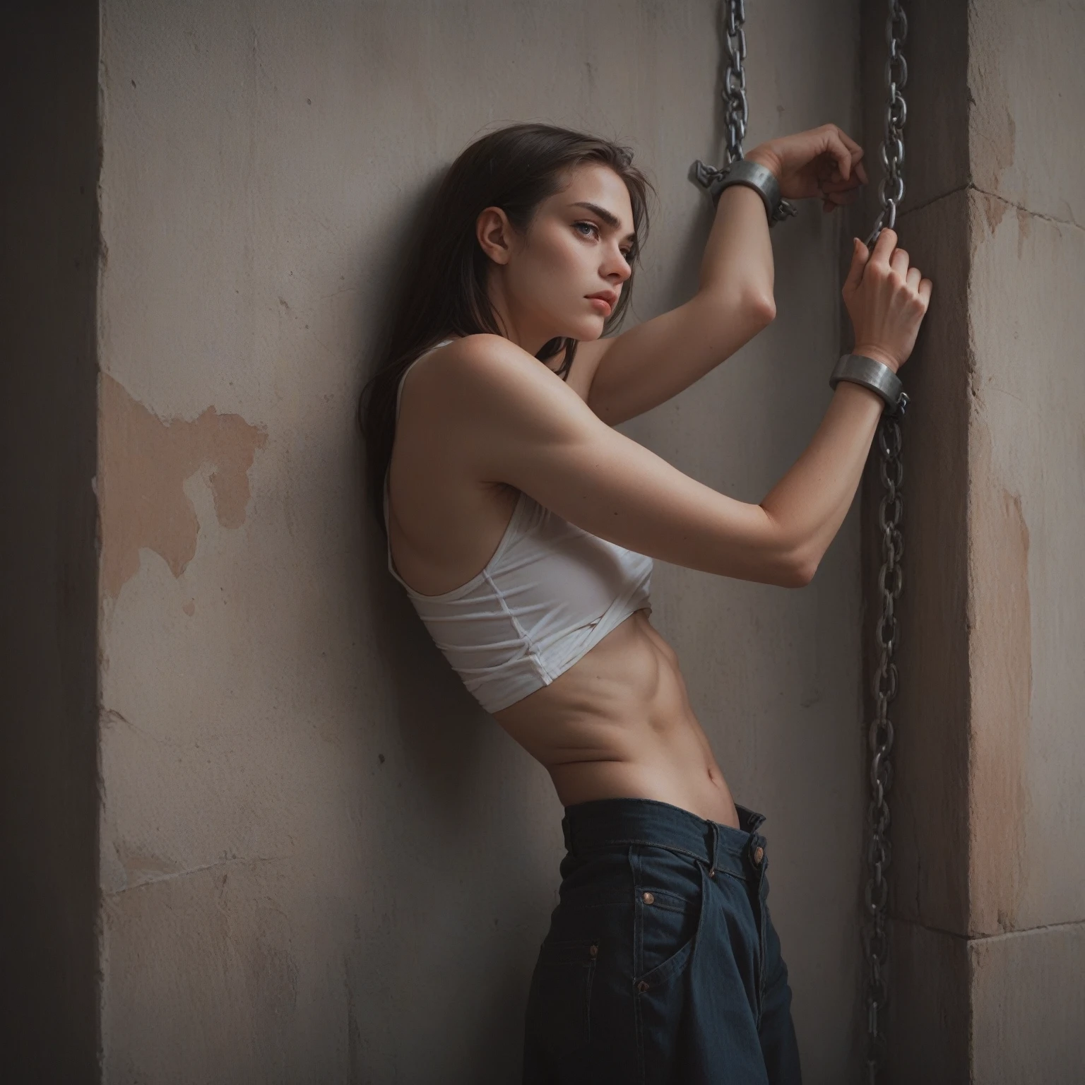 Half female chained to the wall