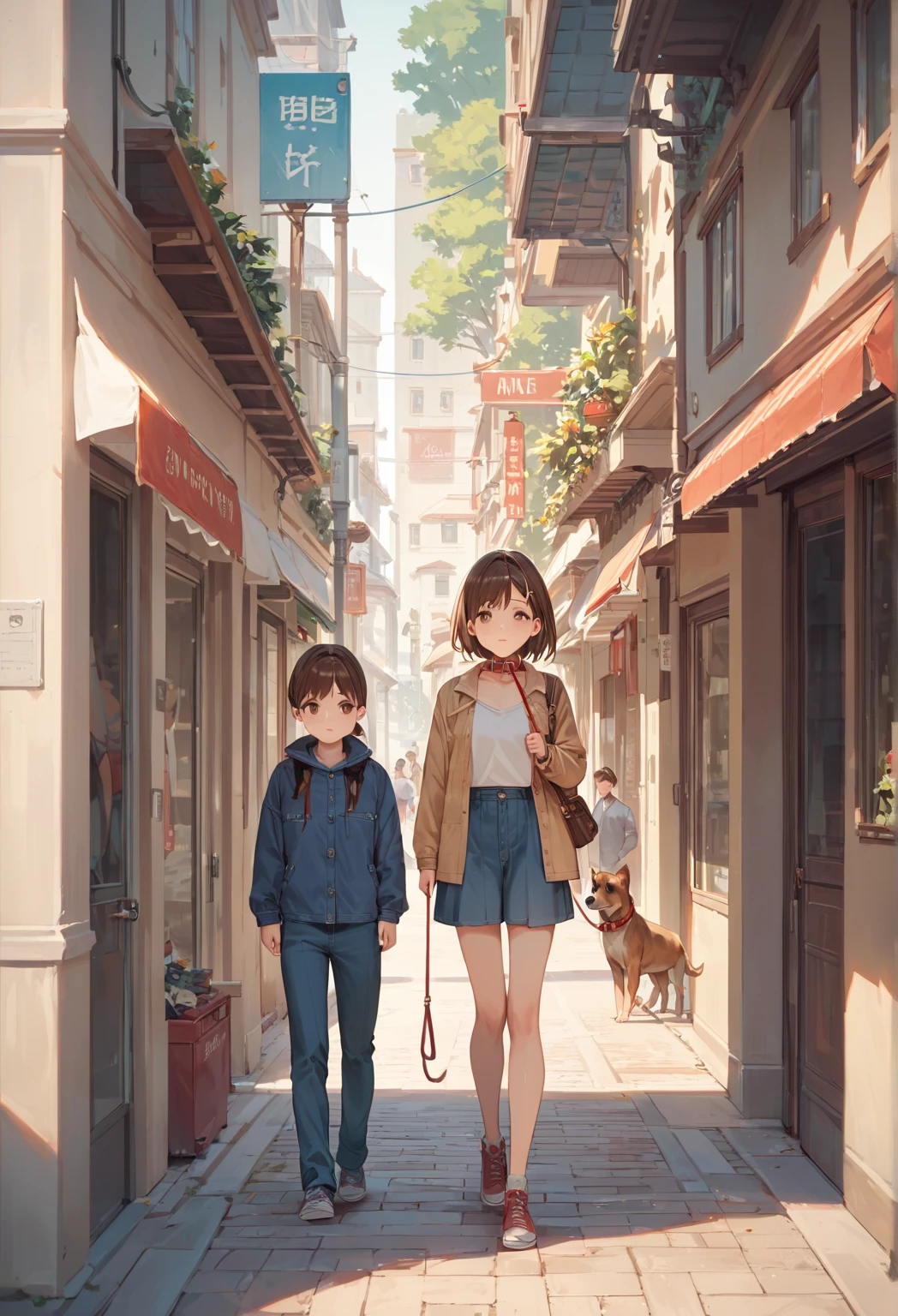 score_9, score_8_up, score_7_up,source_anime, high res image,masterpiece,best quality,girl,cute face,clear skin,simple_background,  anal, , cum inside,  slave collar, leash, body on the floor, walking like a dog, in the street, people watching, brown hair, brown eyes