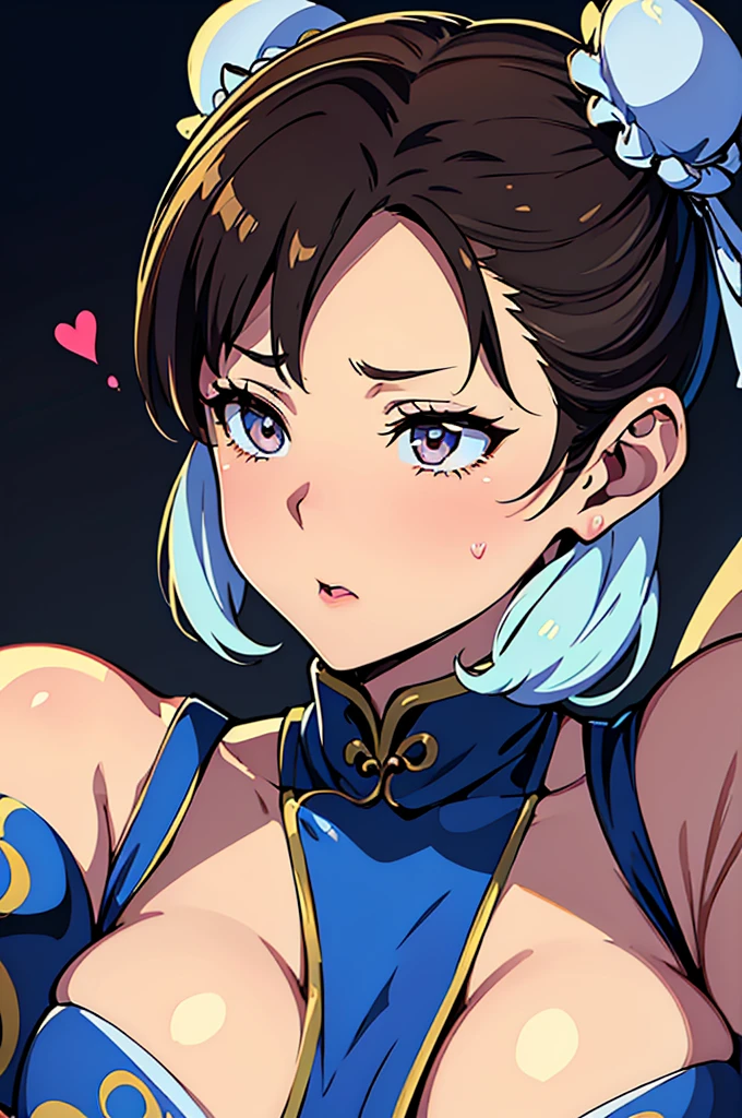 cute Chun-li 、 ahe face、Heart with dialogue 、 seriously injured Chun-li、[  4K DIGITAL ART ]!（Chun-Li is seriously injured and sheds blood:1.4）