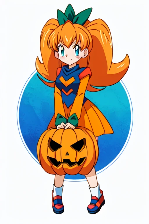 Female creature pumpkin woman pokemon 90s anime style