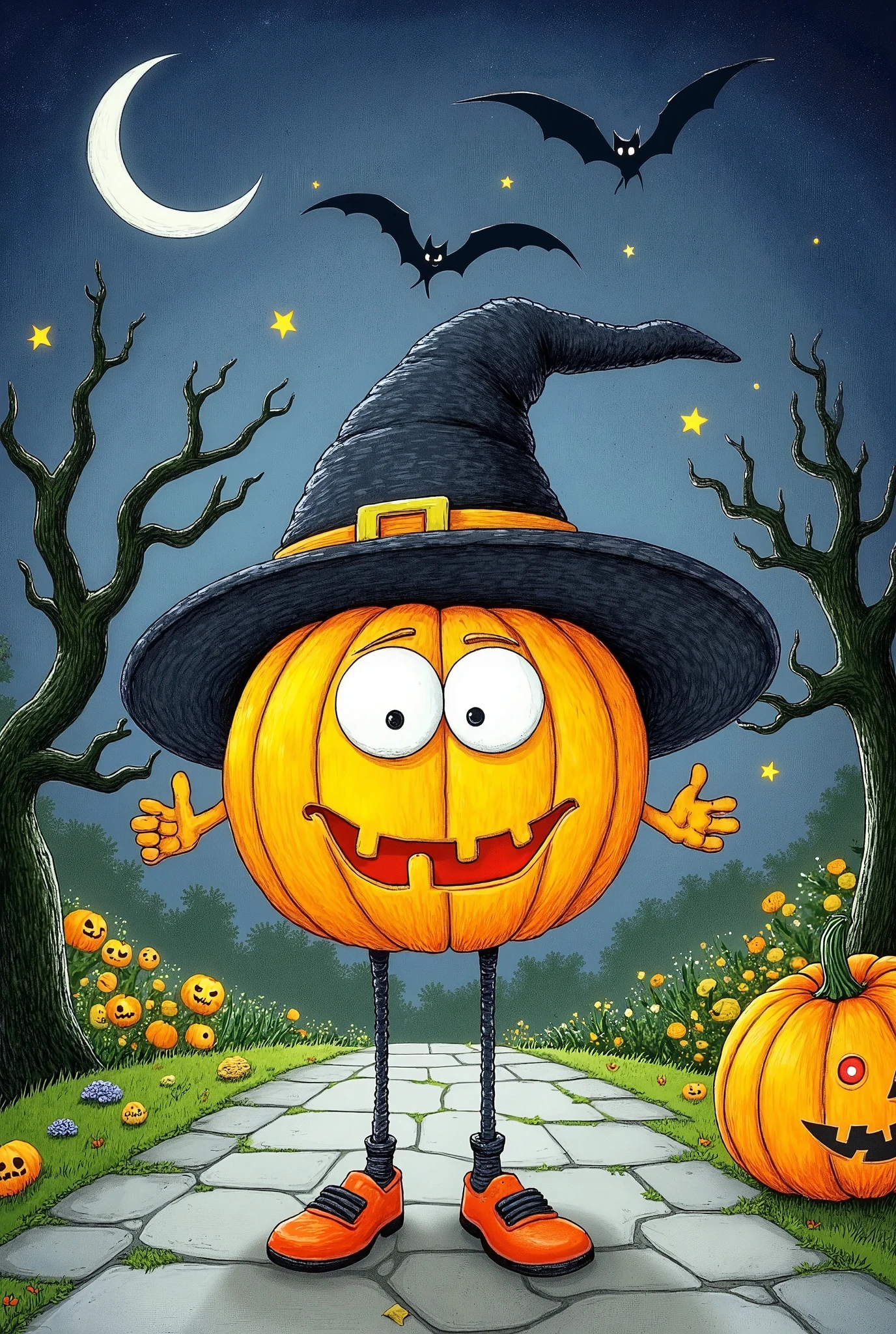 Halloween，Witch，castle，houses，forest， pumpkin lantern