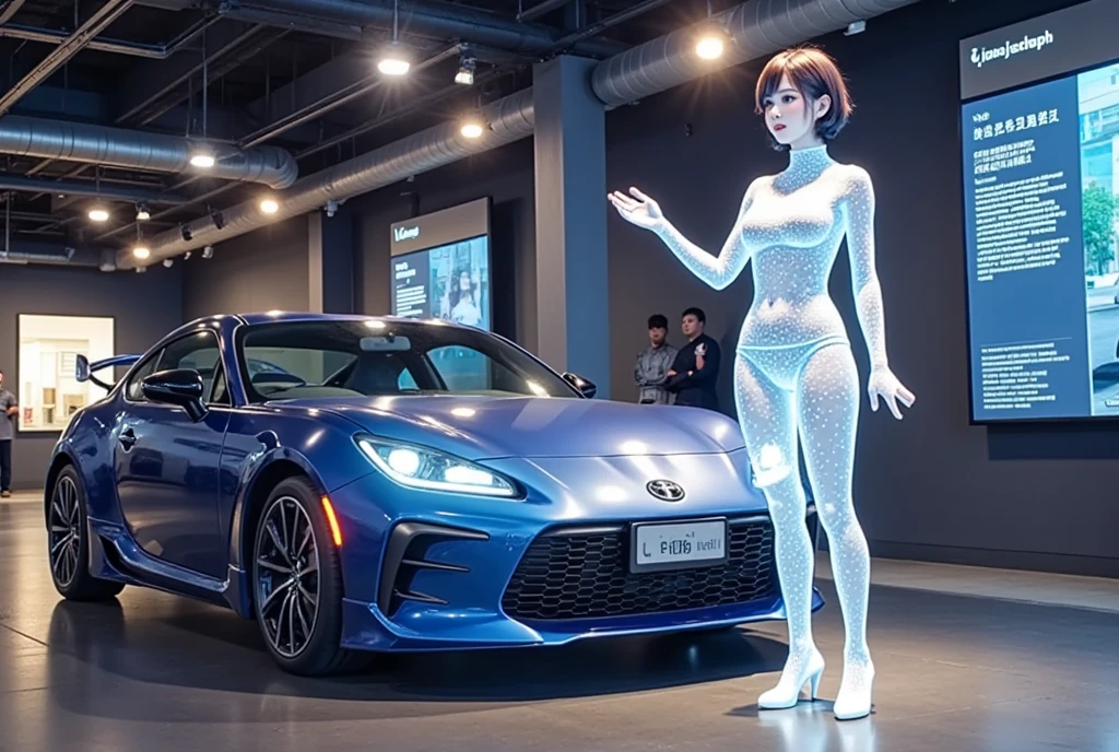 Museum of the Future , Future composition where a woman with a hologram three-dimensional image explains the sports car "GR86"A future composition explained by a woman made with a three-dimensional hologram, 