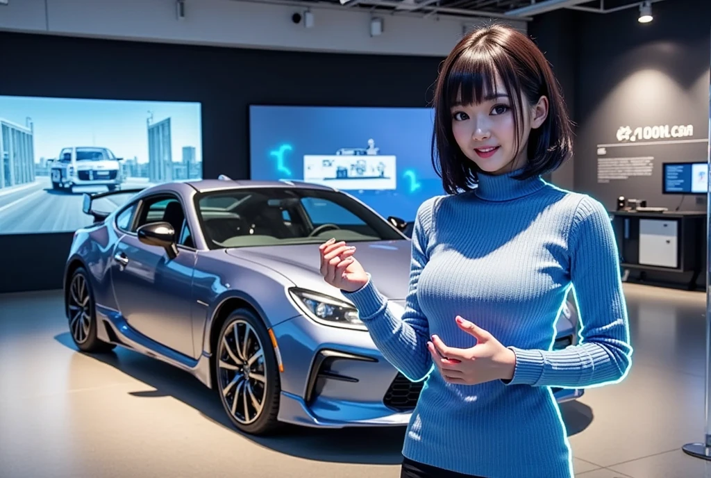 Museum of the Future , Future composition where a woman with a hologram three-dimensional image explains the sports car "GR86"A future composition explained by a woman made with a three-dimensional hologram, 