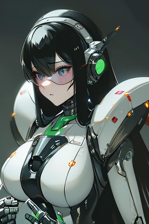 (masterpiece),(Highest quality),(Super detailed),(Best illustrations),(Best Shadow),(Absurd),(Detailed Background),(so beautiful), 16K, 8K, 4K,(Best Shadow),robotization,woman ,big bust,Robot Joint ,Metal skin,Black robot Suit,long hair,a black robot suit that covers the whole body,robot hand,cyber bodysuit,mecha head,(Detailed hands and fingers:1.2),Ball joint robot body,doll joint,beautiful face,beautiful robot girl,robotic eye,robotic hands,(no more human skin),android girl,cyborg girl,F cup, sexy body,(machine made joints:1.2),(machanical limbs:1.1),(blood vessels connected to tubes),(mechanical vertebra attaching to back),(mechanical cervial attaching to neck),no messy picture style,no emotion,visor