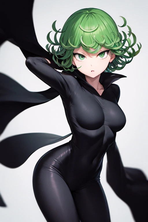 Tatsumaki in a latex black suit,cum everywhere,teasing