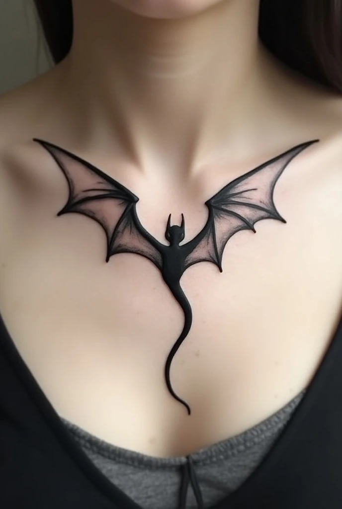 ((Best quality)), ((masterpiece)), (detailed), perfect face, in stockings, full body dragon tattoo with a wing on the chin, cancer, back view, naked