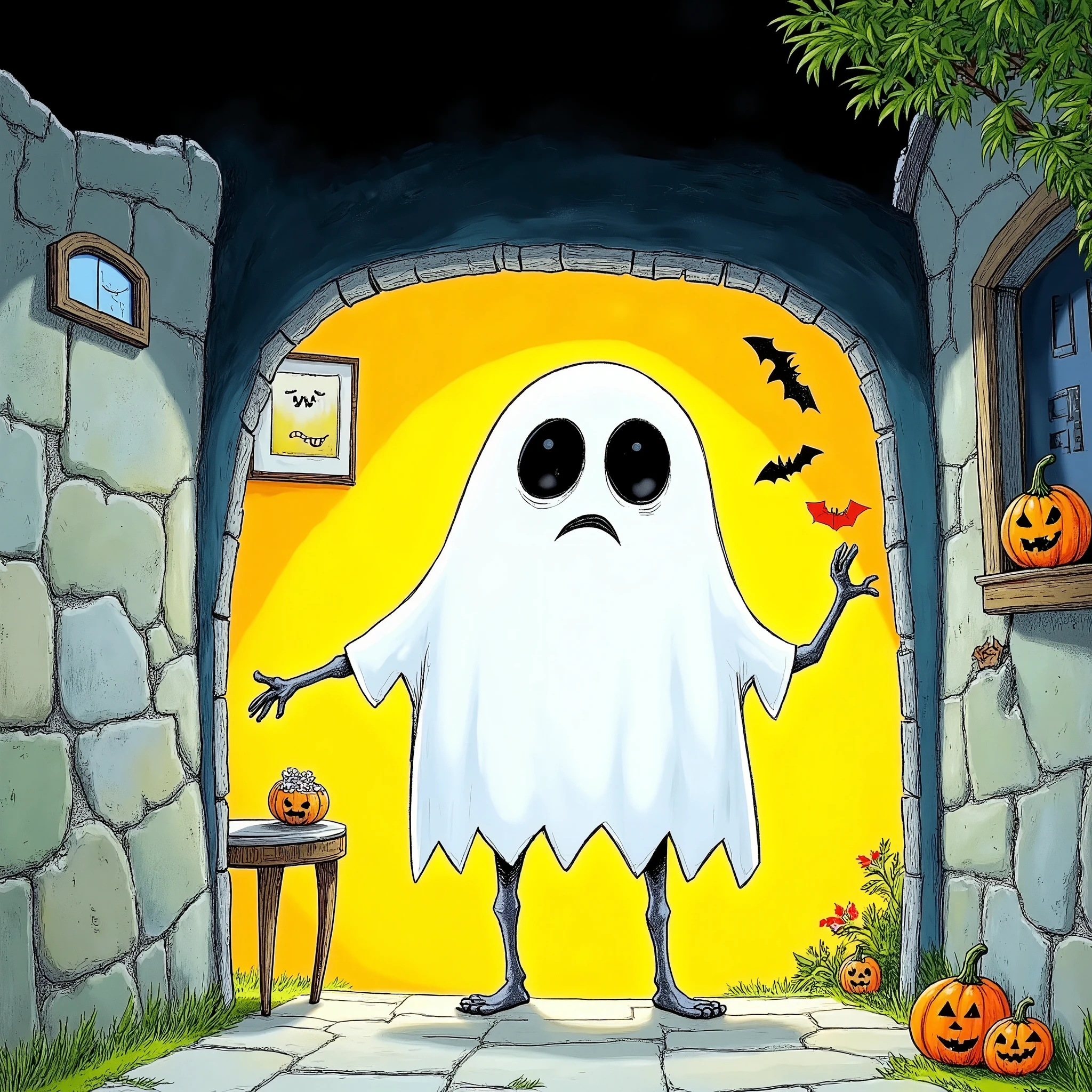 Halloween Anime Style,no_humans,ghost,ghost_costume,Ghosts