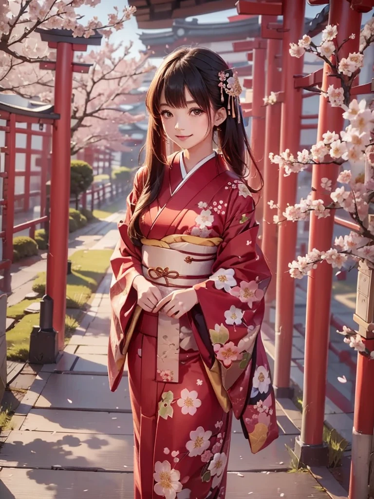 masterpiece, best quality, 1girl, kimono girl, Kimono with patterns, outdoors, japanese style, cherry blossom.