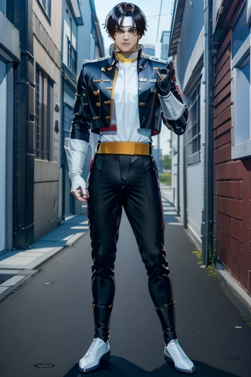 ( Best Quality ),Back Alley, クールでハンサムな顔の日本人美しいセクシーな若いホスト18 years old, Host handsome ,  beautiful sexy young Sentai hero ,  shiny squadron hero suit , 18 years old,  toned and muscular ,  cool and handsome face ,, Tall, Long Hair, Long bangs , Sentai Hero is cornered by the wall 、 raise both hands、Surrender,Frightened expression