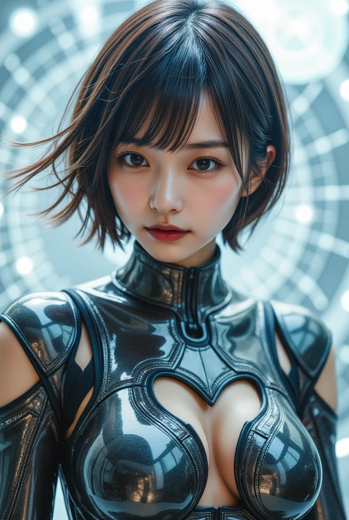 (最 high quality,  Details,masterpiece:1.2), from side:1.331, RAW photo, Realistic, 超 Details, 8k wallpaper, Realistic, Japanese female cyborg のエントリーのマインドマップ:1.331, Outputs and Processors,  Data and Android Multiple Exposures:1.331,  Digital Collage Style Images with Multiple Overlapping Elements:1.331, Japanese female cyborg を構成するパーツ, (masterpiece:1.2,  high qualityな ,Milonish, An unprecedented film experience , Realistic:2.0, RAW photo:2.0, 非常に  Details), 32K, wallpaper,  Ultra High Definition:1.5, Ultra   high quality:1.5, (Hologram used to express blueprint:2.0), (Beautiful woman:2.0), Japanese female cyborg :1.331, ( Female Cyborg Blueprint :2.0), (Exact Mandala-like Design :2.0), (Avant-garde design:2.0), (  Detailsな設計図を描く:1.331), (多数の Detailsな設定メモ:1.331), Cover your chest with your hands:1.21, ( Metal Costume :1.331), Brown Hair,  pixie cut hair :1.21,  Hang Your Bangs Longer , Symmetrical eyes, 非常に Detailsな目,  Beautiful Hair Fluttering in the Wind , reflection, masterpiece, 32k UHD resolution,   high quality,  Award-winning professional photography , 