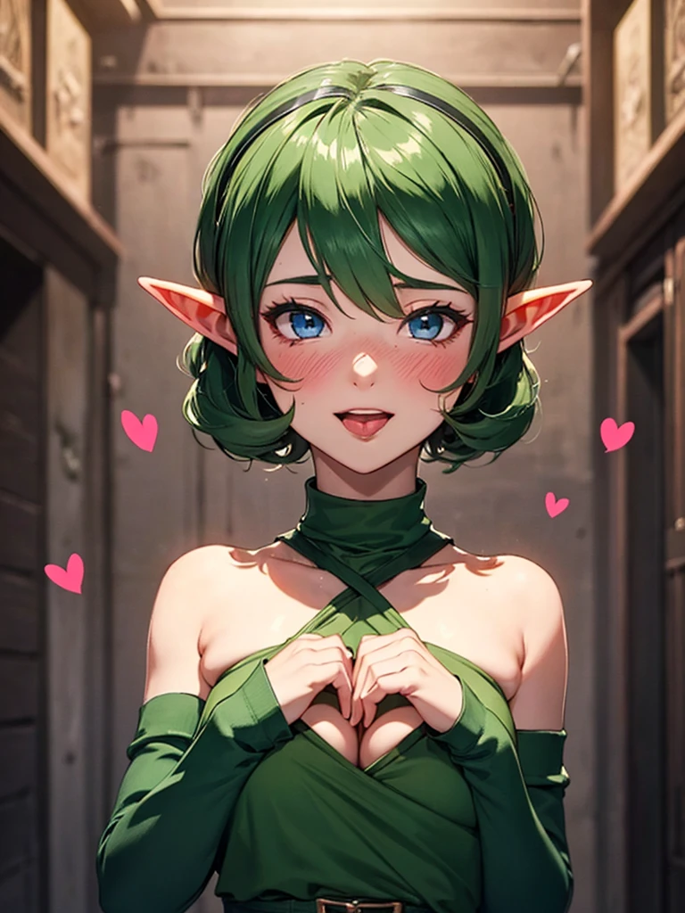 (((((handjob))))), (masterpiece), best quality, 8k, Professional photography, highly detailed, purple eyes, detailed eyes, BREAK, High Elf, (tan skin:1.3), pastel green hair, (((ahoge french braid))), small breast:1.3, (red lips), eyeliner, blush, (freckles), elf ears