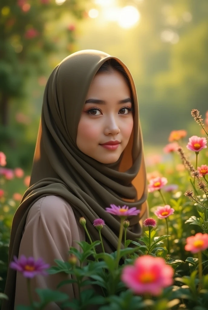 1Japanese girl, (wearing a tight long t-shirt and wearing a long skirt covering up to her feet: 1.2), (RAW photo, best quality), (realistic, photo-realistic: 1.4), masterpiece, very delicate and beautiful, very detailed, 2k wallpaper, Amazing, fine details, very detailed CG unity 8k wallpaper, very detailed, high, soft light, beautiful girl with details, very detailed eyes and face, beautiful nose details, beautiful eye details, cinematic lighting, in the middle of rice fields daytime, background view of rice fields, perfect anatomy, slim body, smile, big breasts (((beautiful girl in hijab))), very detailed face and eyes, 24 year old girl, looking at the audience, smiling, cute, full body visible, slight body fat, full butt, full thighs, standing, (8k, RAW photos, best quality, masterpiece: 1.2), highly detailed, physics-based rendering, low lighting, highly detailed face textures, raw photos, dynamic poses, highly detailed skin textures, the color of the clothes is cream, very realistic,