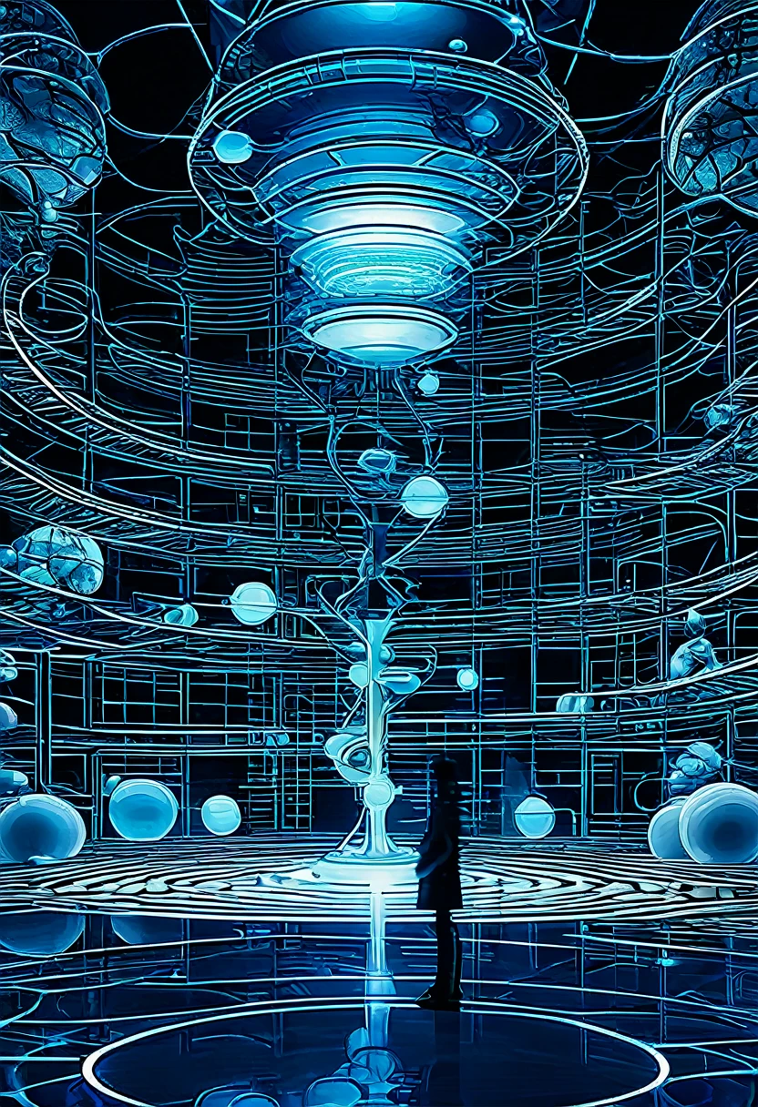 
            ( Perfectly correct and perfect anatomical structure)Surreal Towering Wide Angle Future Technology Network Museum With AI Robot Services Future Museum Lighting Effects Glowing Light Blue White as the Main Tone，Best Quality，Extremely complex and exquisite detail

 The overall scene shows intense creativity and depth of dimension technology basket lighting effects )， Fantasy Realistic Game Poster Style