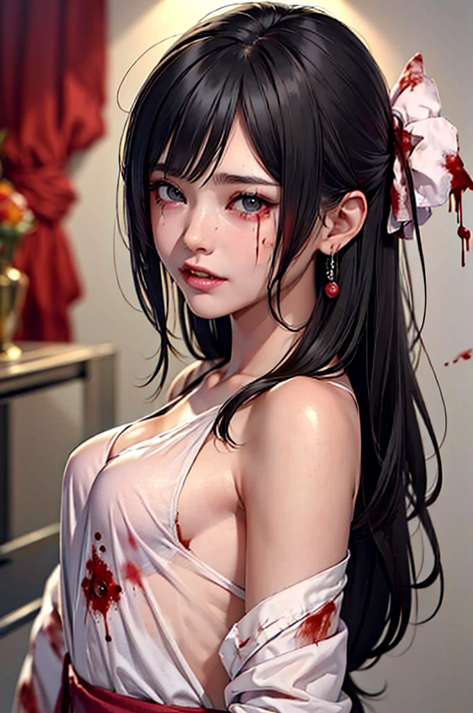 (Best Quality),Highly detailed,Super detailed, 1 girl, (beautiful girl),((Baby Face)), ((High school girl)), (Dark atmosphere), (Dim lighting), (( sexy)),( small breasts),Black Hair, bob cut , (Completely naked), Halloween , (( zombie cosplay)),(((Zombie Makeup))),(((Bloody, My body is covered with blood ))),((血とsemenで全身がドロドロ)), (( pink nails for )), ((Masturbation)),(( sex, sexual behavior)), (fellatio), (semen), ( Pizzurri),( happy expression), (Seductive expression), (( ecstatic expression)),((Facial,Being ejaculated on the face)),((happy tears)),(口の中にsemenが溢れている)