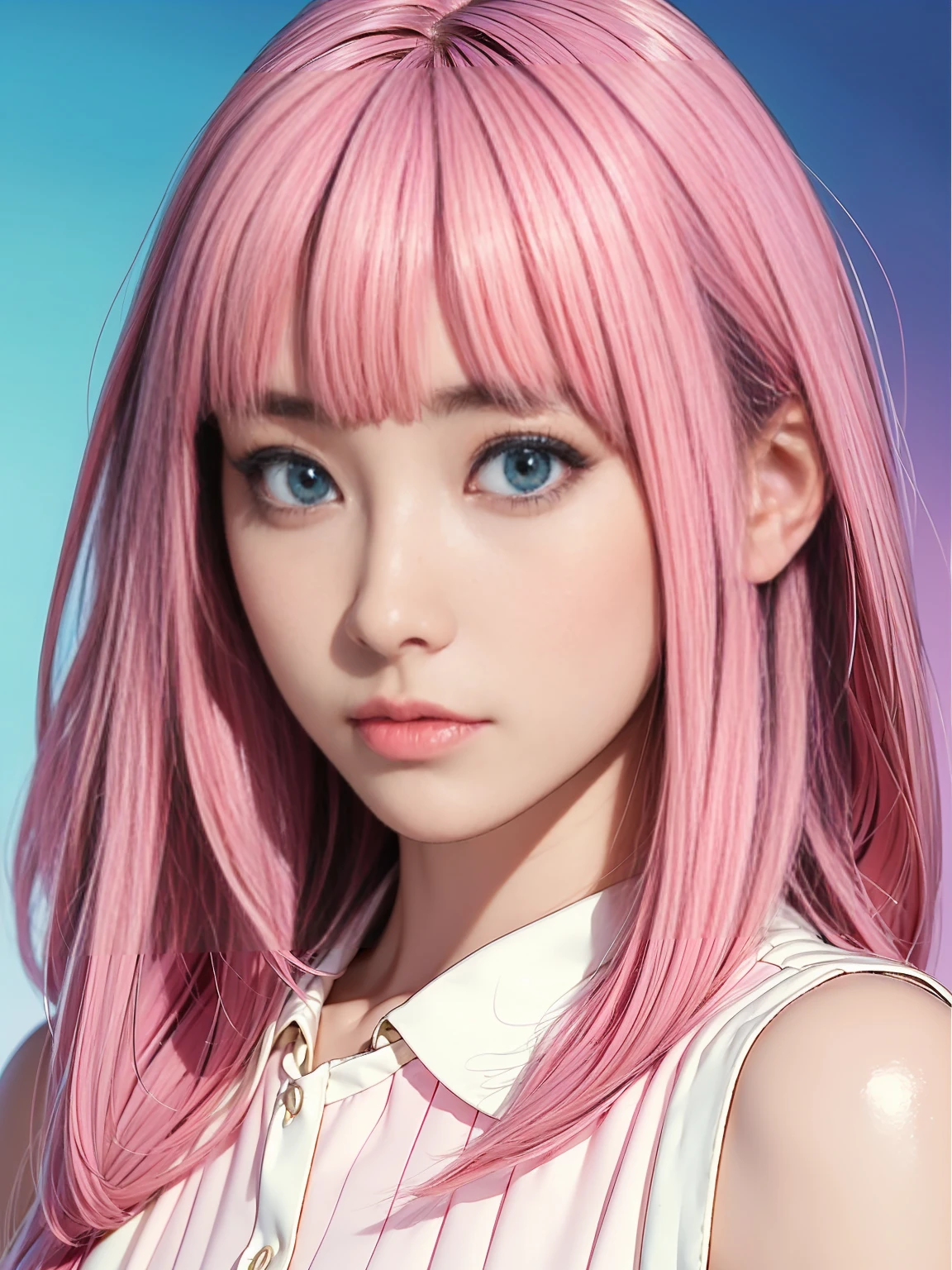 (Antique Style,  Girly : 1.2,  Pink Hair: 1.1,  blue eyes: 1.1, Big Eyes)Pleiadians