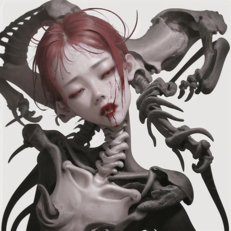 wetlands,woman in mud,outstretched_arm,(close-up:1.2),pov,smile,body horror,tentacles,(skeleton0.5),ChocolateWetStyle