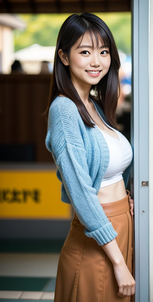 （8k、Raw photography, highest quality、masterpiece：1.2), a cute Japanese woman, (Cute Smile: 1.4), (Cute Smile: 1.4), huge Breasts, Depth of field rally background、 