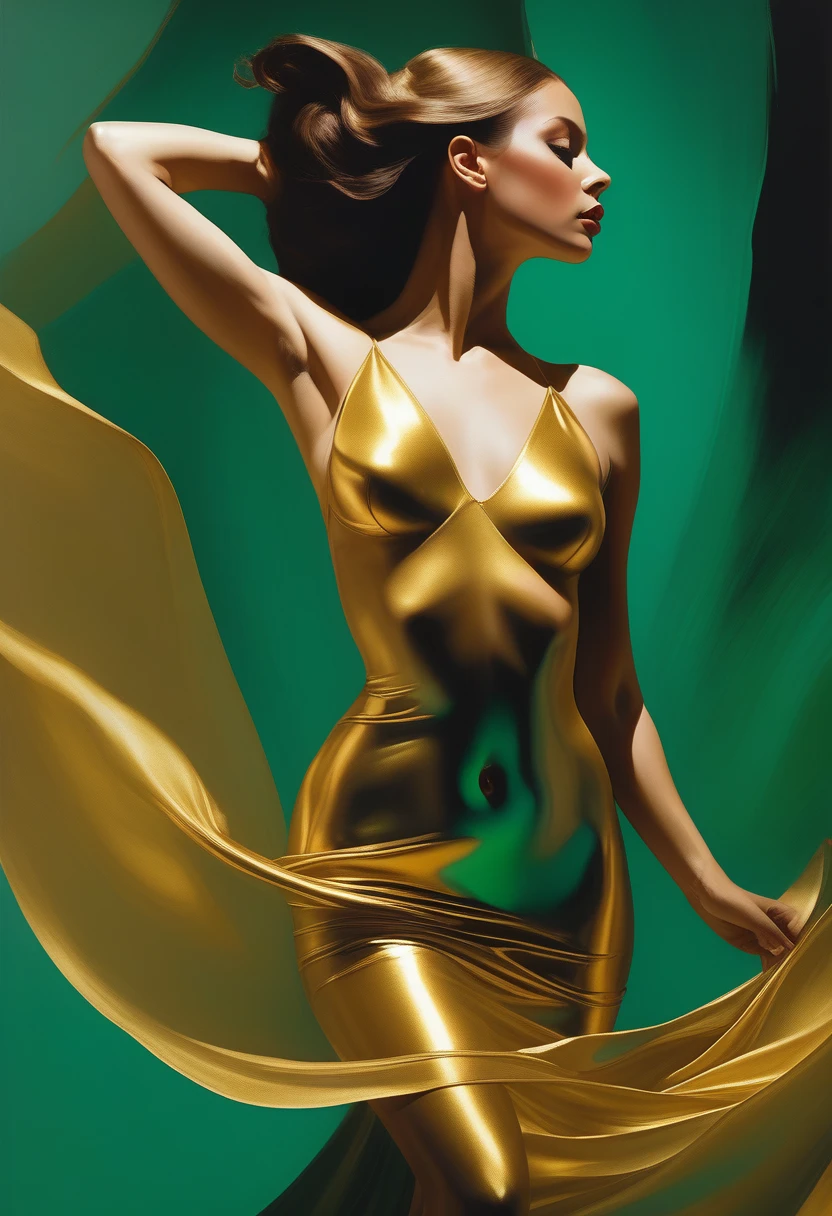 Abstract Nude Woman Painted in Gold and Green Paint, by Sam Spratt, Alberto Seveso and Dan McCaw, Behance Favorite, Behance. Polished, by William Berra, Best of Behance, by James Paick, by Alberto Seveso, Saatchi Art, Masterpiece; Behance HD, Kai Fine Art, Detailed Facial Structure. Non-Representational, Colors and Shapes, Expression of Feelings, Imaginative, Highly Detailed Dance with Sheer Veils, Imaginative Script, Director: Aaron Douglas, Director: Hugh Hughes, Nude Woman Dancing, Director: Robert Peak, Illustration!, Angus McBride, Inspired by Raymond Leech, Laurent Durieux, (Asaf Hanuka), Inspired by Art Frahm, Elegant Dance on You