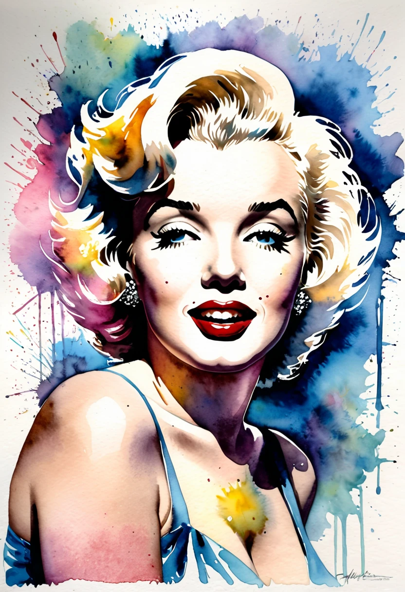 watercolor,  Marilyn Monroe 