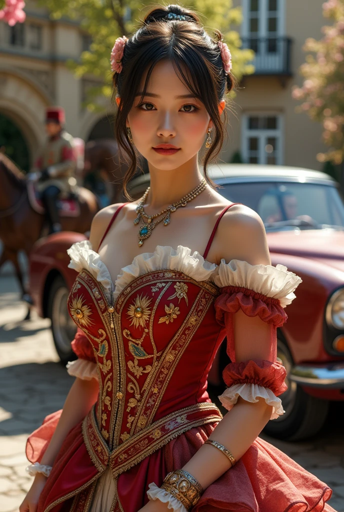photorealistic Realism 32K quality, Fantasy, Artistic, A delicate fairy with mature features, puffy lips, ((ultra absurd quality extremely detailed detail ultra resolution, clear sharp focus, not blurry, (Realistic eyes))),absurd(ultra detailed eyes), (((The most beautiful woman in a perfectly tailored outfit in a given situation))), dress a beautiful girl with a perfect figure in something nice, made of available materials ((silk, (canvas, nylon), ((latex laced), ((lacy))), (((jewelry))), bracelets, pendants, earrings, everyday items)),(((I encourage you to choose the right background for your phenomenally drawn creation)), (Use any technique, any style, any outfit, even choose ((eye color, hair color, even hairstyle, makeup, whatever and how to do it))), ((experiment, combine complex, multi-layered materialperiment with Armor and delicate materialperiment with the entire palette of colors and shadows)), (masterpiece:1.3), (photorealistic:1.37), (Realistic:1.5), (ultra_detailed:1.3), (The ultra -The high-definition), depth of field, (best quality), Attention to detail, Double eyelids, Wear an off-shoulder top, full bodyesbian, and if you want, you are standing, ((back shot)), ((lacy)), ((laced)), ((Glamour, paparazzi taking pictures of her)), medium Contrast, muted colors, long leg, ass, ((layer cut: 1.62)), ((Brightly colored clothing)), ((Lively,Active,vivaciousness)), ((no_Panties)), ((Exposing thighs)), (Erotic:1.6), ((black silken skirt, (tinyskirt:1.28), no_panties, curvy)), ((short skirt wrapped at the hips))), (Look sideways, look up, look down, random expressions), (rich including decorative embroidery:1.29), ((very intricate design of epic bodysuits:1.45)), (red-(white)-black epic lacy:1.38), (sharp focus), ((city night), (neon sign), (night), ((wind in your hair)), ((fantasy style)), (gold lacd:1.25), (((turn back:1.3))), ((back shot:1.25)),