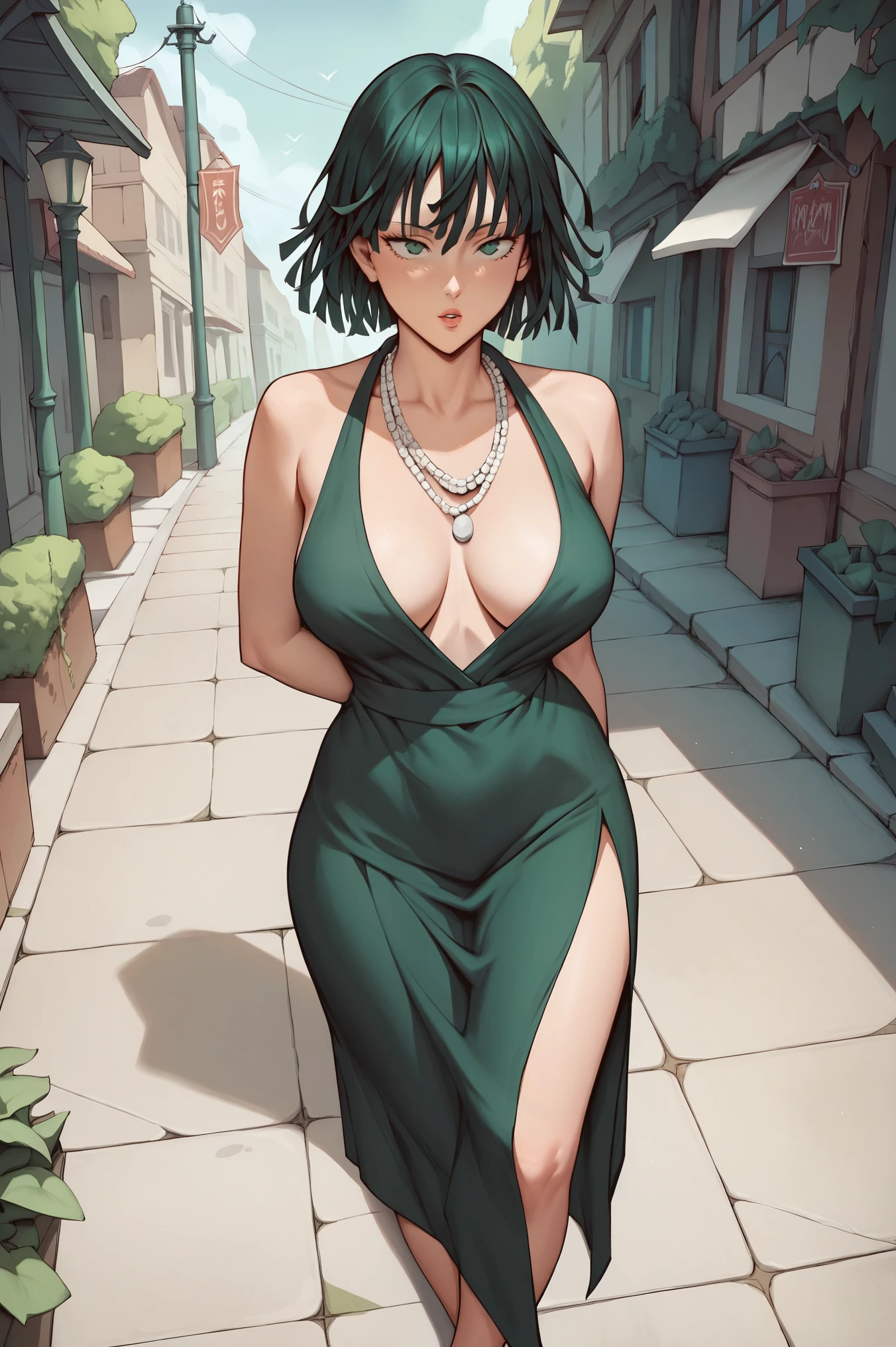 score_9, score_8_up, score_7_up, score_6_up, BREAK, TWEWY style, 1girl, ((masterpiece)),(highres), fubuki(one punch man), big boobies, huge boobies, fully body, breasts out, (perfects eyes),(chest showing), open-chest clothing