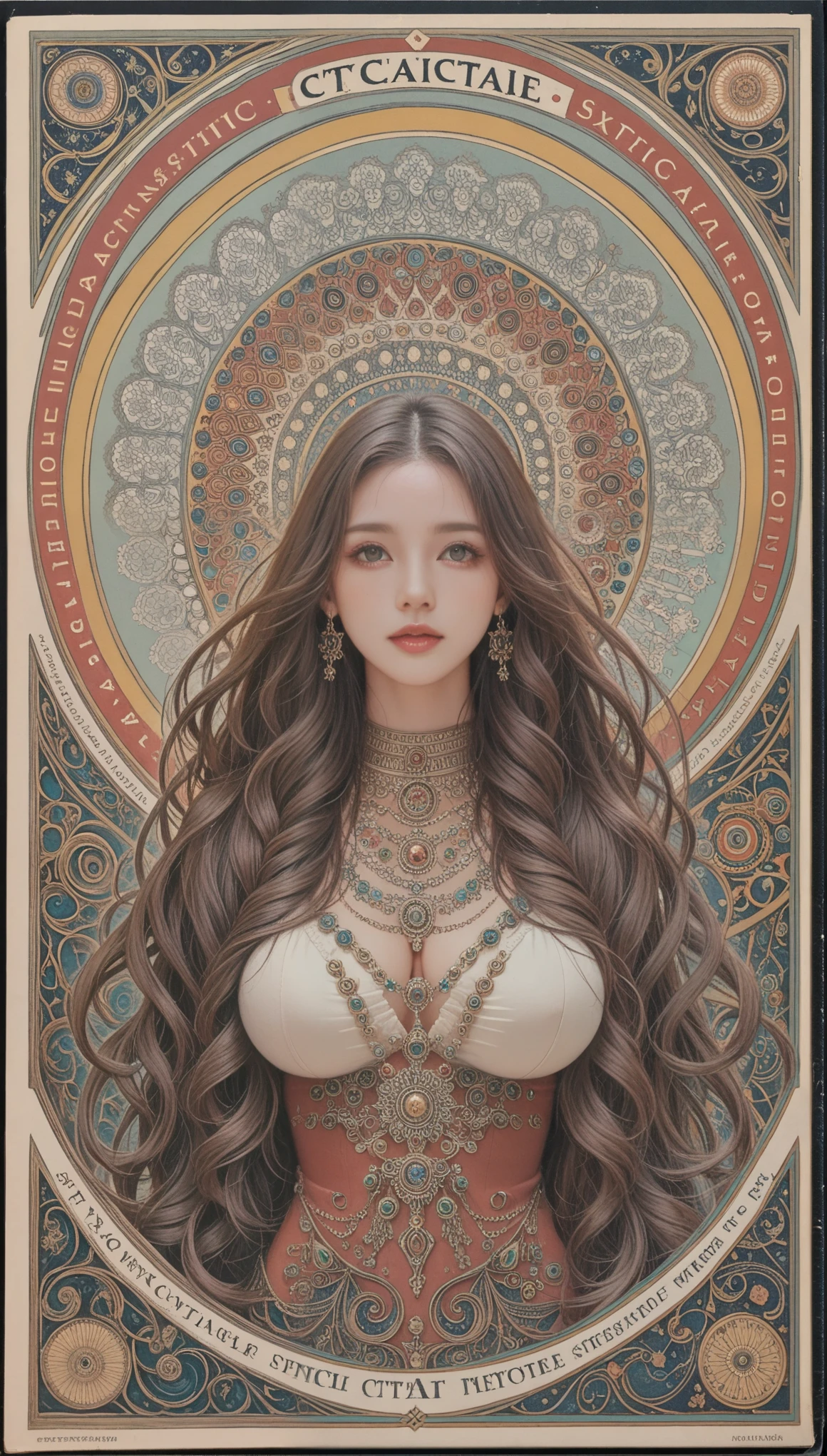 (masterpiece, top quality, best quality, official art, beautiful and aesthetic:1.2), (1 fantasy girl, big breasts), extremely detailed, ornate jewellery, long shapeless hair, (fractal art:1.3),colorful,highest detail.