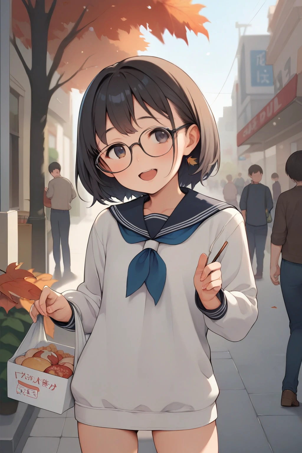  score_9,  score_8_up,  score_7_up, sauce_anime break， High image quality ，  a very young girl ，1 person，A shy smile， fisheye lens，shy，  very cute ，baby face，Glasses， Very kinky girl ， Very short stature ，  flat chest，Long sleeve sailor suit， Autumn shopping street ， fall leaves for vaginal discharge，In a crowd of people，A clever gesture，&#39;Body Type，Very small ass， thin thighs，Short legs， smaller ， feet ， Very large erect clitoris ，Very large, want, Fluffy, Black labia， The overused black anus is widening and shaking  {x}  is inserted into the vagina through a red triangular pylon placed at a construction site.:1.5， Very kinky girl ,  QR code for lower abdomen  ， Large uterine prolapse:1.3，excretion，Urine stains，excretion，  giant heart particles ，  lower abdomen barcode payment method  :1.3，Smegma:1.4， spanking，