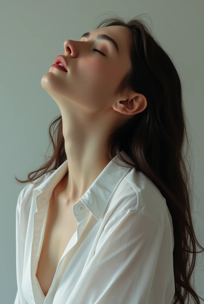 Beautiful girl wearing white shirt moaning