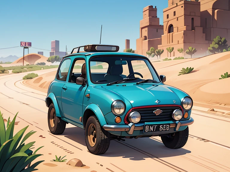  octane rendering 、( hyper-detail with standing nipples: 1.2)、(Soft light、sharp: 1.2)、morning、In the desert、Sunayama ， very small old red modified mini car rally car，Front spoiler，Rear wing，Over fender，Very short dress、cute young girl ，Driving a car， dynamic driving experience ，Sand Planet，Desert Rally，Fast and Agile，Jump，sneakers， anatomically accurate，Laughter， dazzling light ，It will happen:1.2，Tamiya box art:1.2，