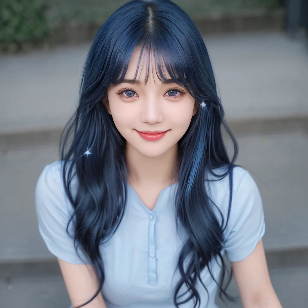 (Girl Standing On School Steps),1 girl, dark blue hair, bangs, long hair, sparkling eyes, long eyelashes, compensate, light smile, Depth of written boundary, One person&#39;perspective, close, from below, wide angle, f/1.8, 135mm, canon, nffsw, retina, table top, Accurate, anatomically correct, rough skin, Super detailed, advanced details, high quality, 最high quality, High resolution, 1080P, 4K, 8k,(Female student climbing the stairs at school),46 point diagonal bangs,Female student、((uniform: White blazer with emblem on the chest))、translucent white blouse、(red bow tie)、（( In bright colors,Check stripe)（）、laughter,((Skirt soars in the wind)),((White lace panties are visible))、