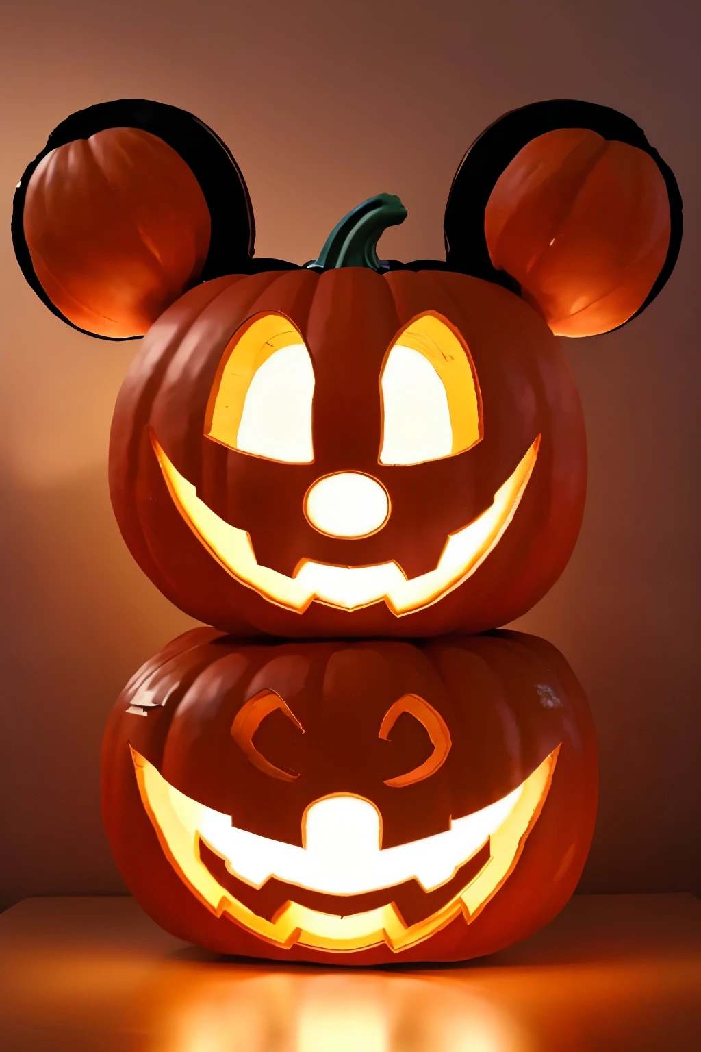 (MMears), 1ornament, Art objects, Halloween, Pumpkin ears on pumpkin face, Its appearance is like a Mickey Mouse motif, (masterpiece, best quality:1.2),