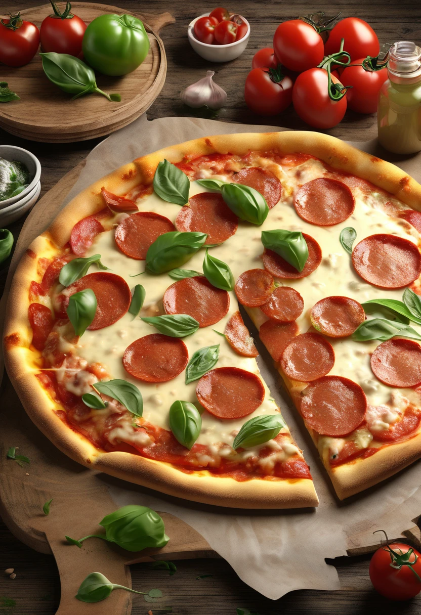 Pizza,food photo, realistic,best quality, high quality, masterpiece 