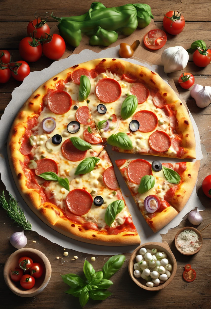 Pizza,food photo, realistic,best quality, high quality, masterpiece 