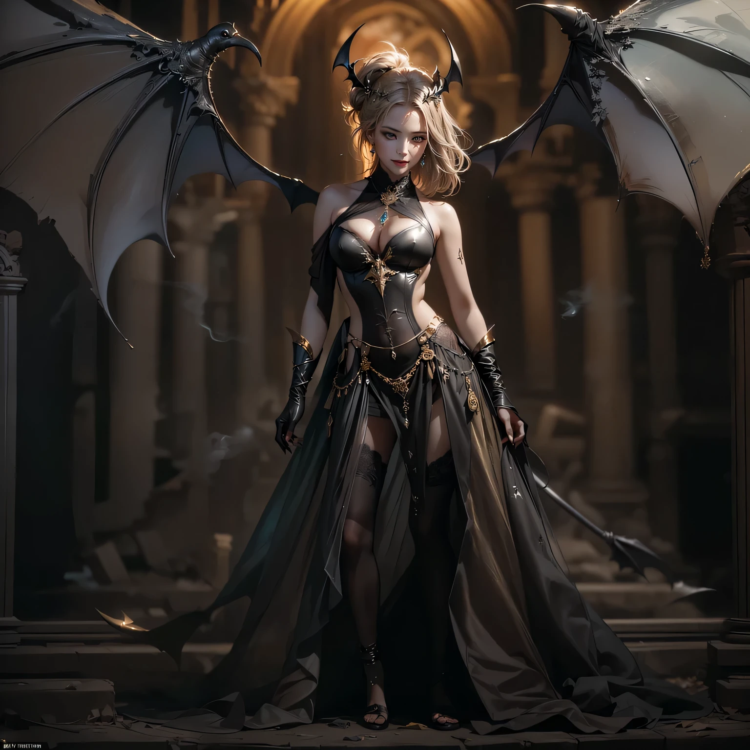 ((20-year-old))), girl, (((light skin))), (((full body pose))), (((long curly black hair))), (((wearing tight chainmail micromini skirt, chainmail bra, open front cloak))), (((seamless, black, pantyhose))), pet dragon standing behind her, dark castle in the background, dark fantasy, Rich, Deep Colours, (intricate details:0.9), (HDR, hyper-detailing:1.2), (natural skin textures, hyper realisitc, glistening skin, soft light, Sharp),