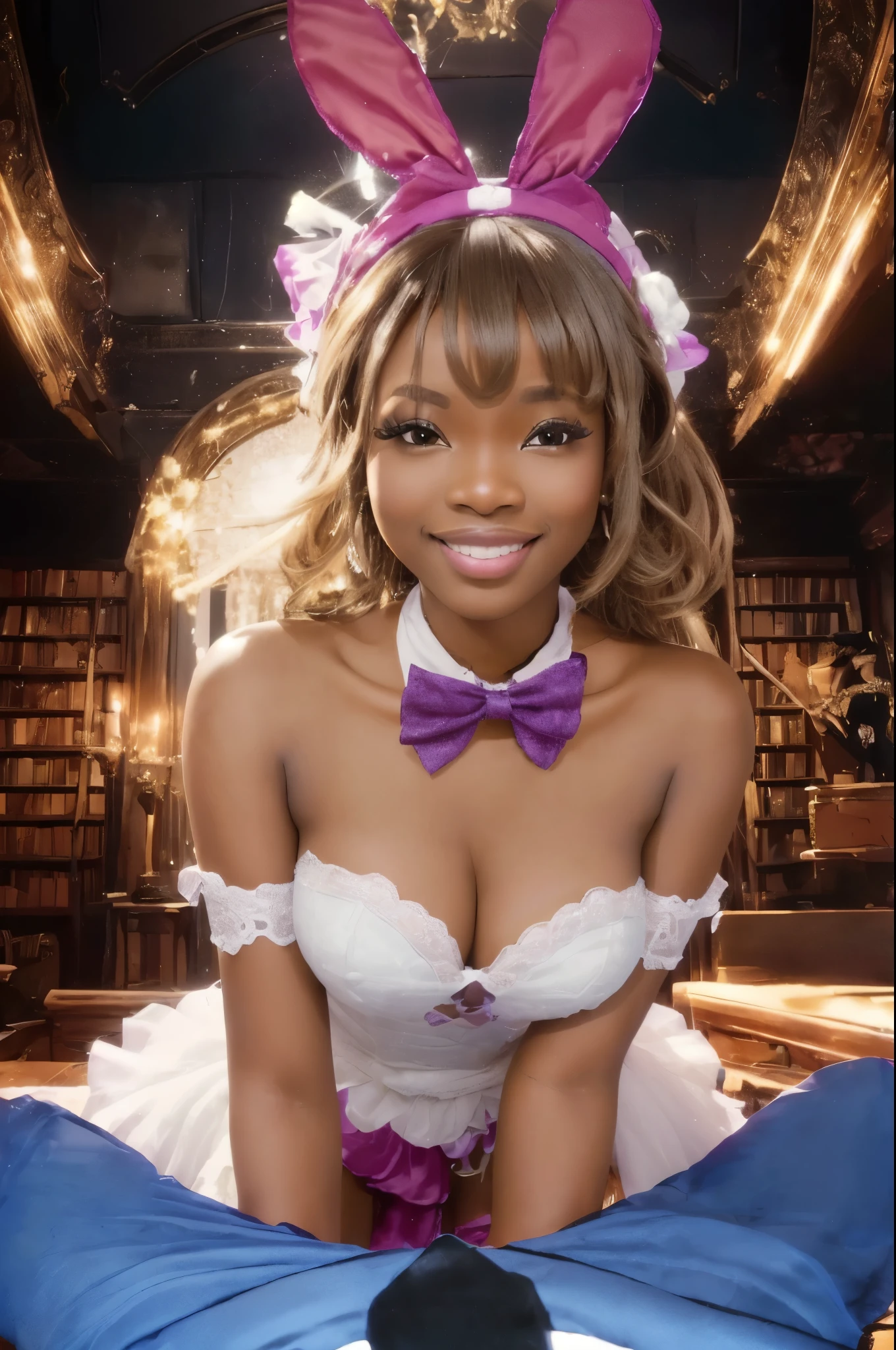 delightful feminine ebony teen wife, well-cared for, nurtured and protected, dolled-up to appeal to her master, overjoyed to find her purpose in life, serving on her knees in front of a good man, eager to please her loving husband