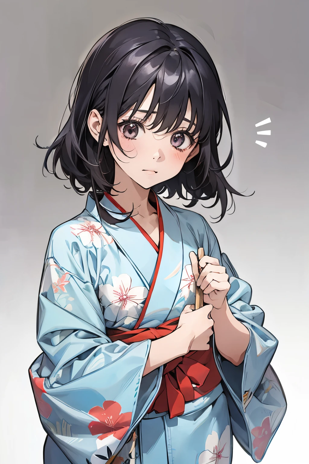  girl、yukata、8歳の girl、（White background）、Summer Festival、Embarrassed expression