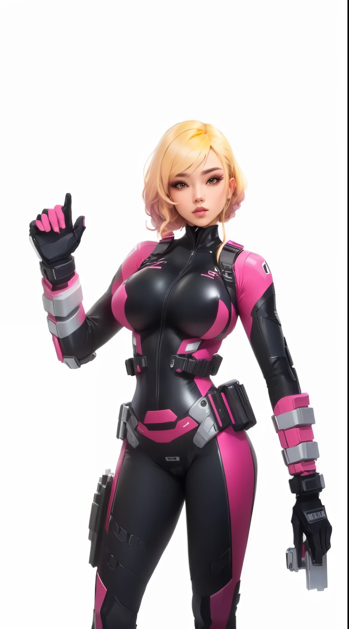 Big  thick thighs tight black and pink costume  shows her exposed 