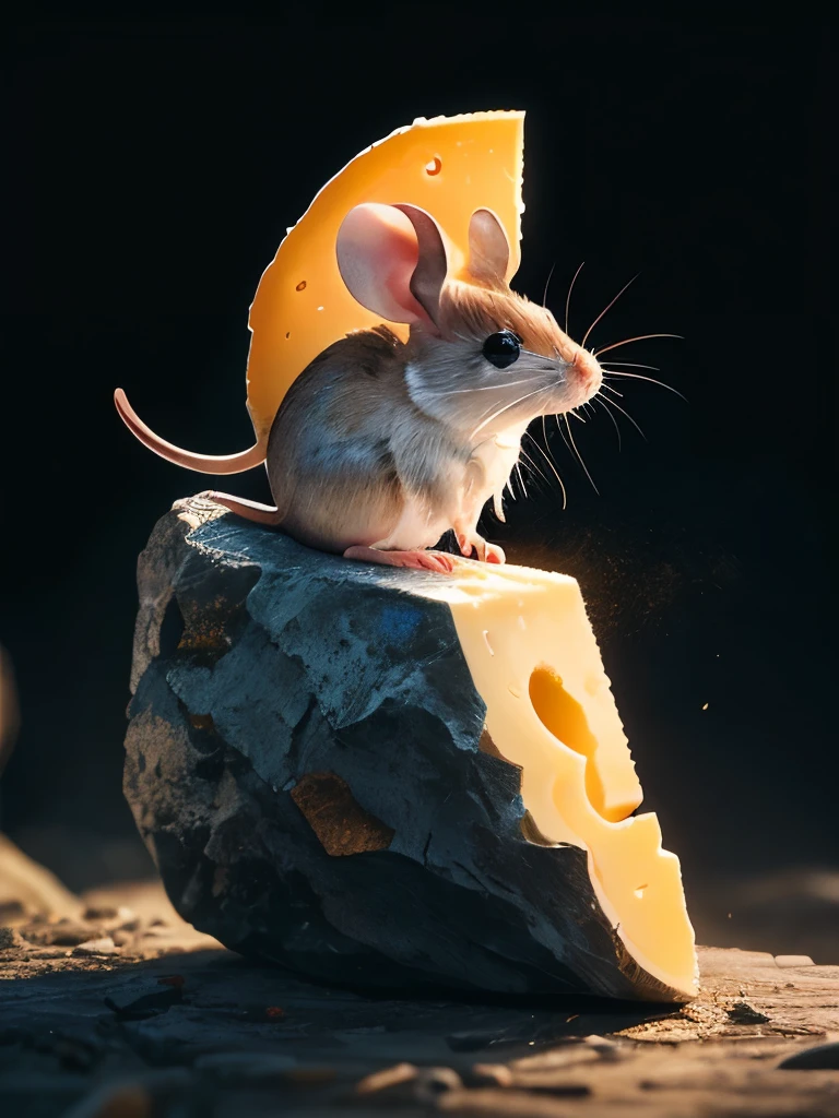 there is a mouse that is sitting inside of a piece of cheese, anthropomorphic cheese wedge, stanley mouse, anthropomorphic mouse, mouse, mouse face, dino mouse, stone art, rock painting, spotted ultra realistic, profile pic, mouse head, 5d, 5 d, r / paintedminis, rock art, & even a little mouse