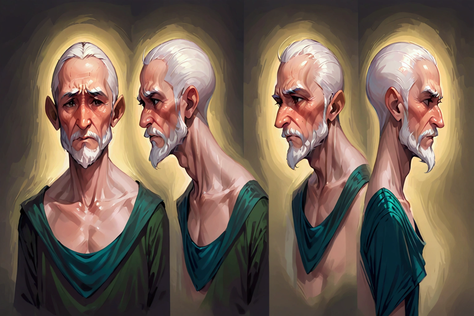 Model sheet, angry old man