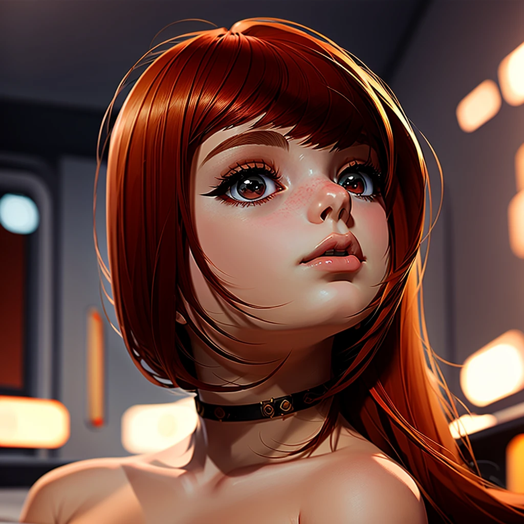 Naked, one girl, concept art, Viewing angle, front, left, behind, beautiful, sexy, redhead, T-position, design, 8k, realist, UHD, character design, 