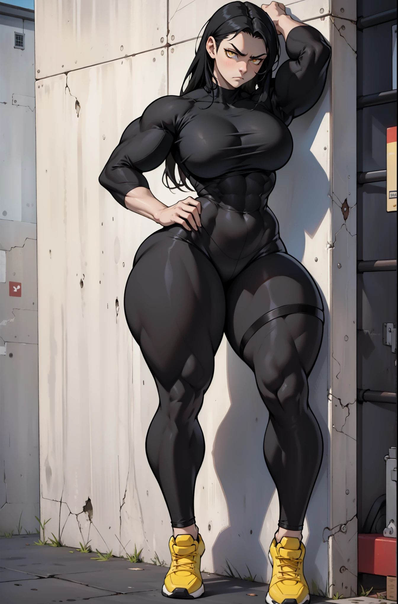 tmasterpiece,Burly Chinese woman,Exaggerated large muscles,blackstockings,Maverick boots,latex glove, beautiful attractive face,Full body like, Single female,Thin waist,Very broad shoulders, Strong and powerful arms,Strong and powerful leg muscles,thick calf,long leges