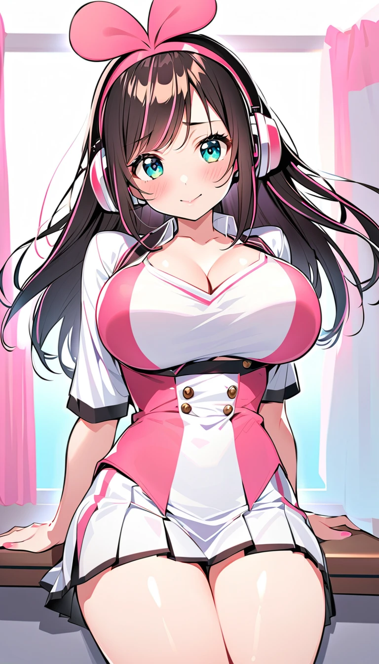 Kizuna Ai、High school girl、Big Breasts、 headphones