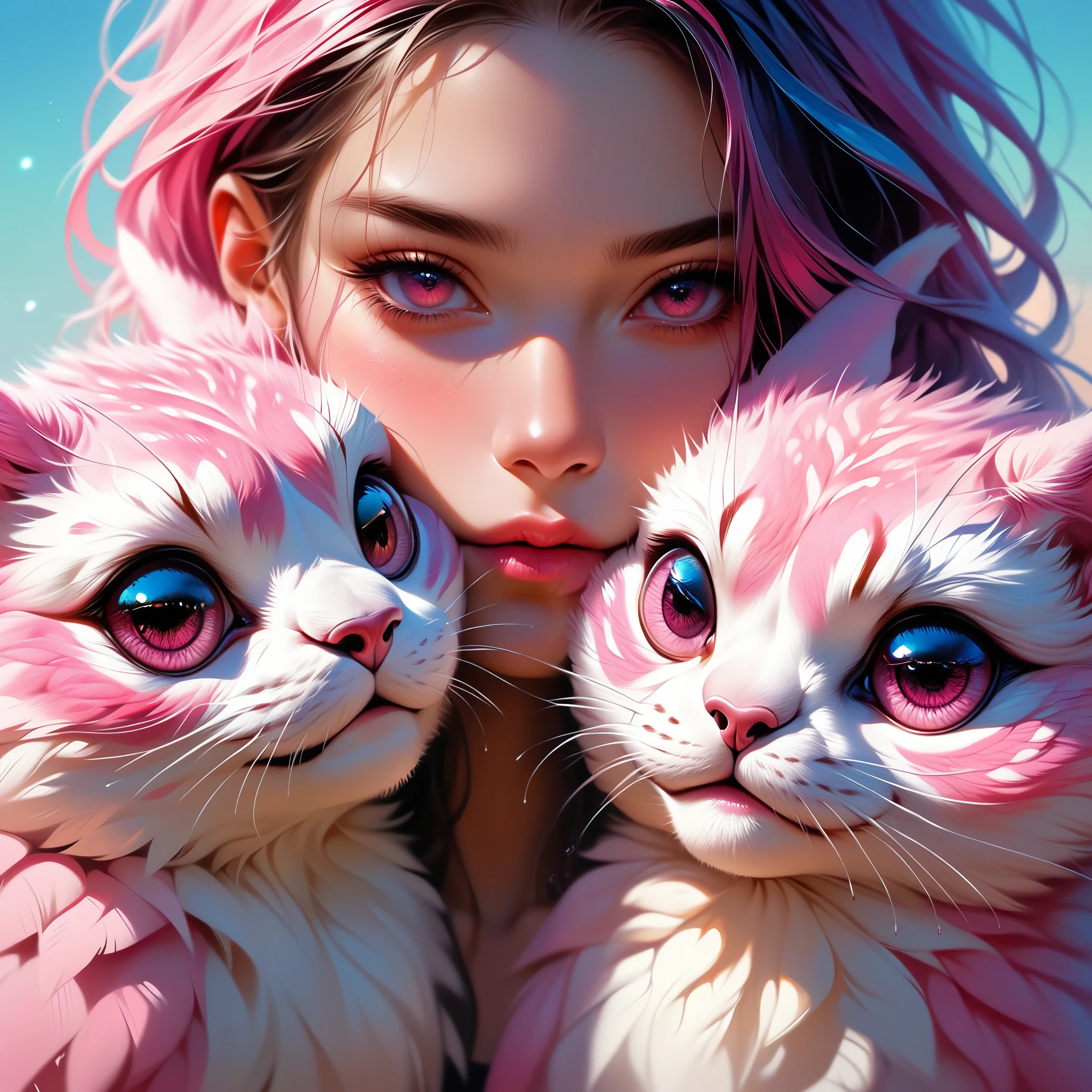 score_9, score_8_up, score_7_up, score_6_up, score_5_up, score_4_up,(best quality,4K,8k,highres,masterpiece:1.2), ultra-detailed, hi res,(super realistic:1.37), 8k, best quality, lick beautiful Chinese women who are gentle and charming, Half Length Pictures , gentle and sexy collarbone, Attractive Oval Face , double eyelids , Bright pink eyes, Pink Lips, Small Nose, Shoulder Bare, Concentrated face, face close-up , super high definition, Super Details, Elegant standing posture, Ultra fine light-transmitting wet yarn