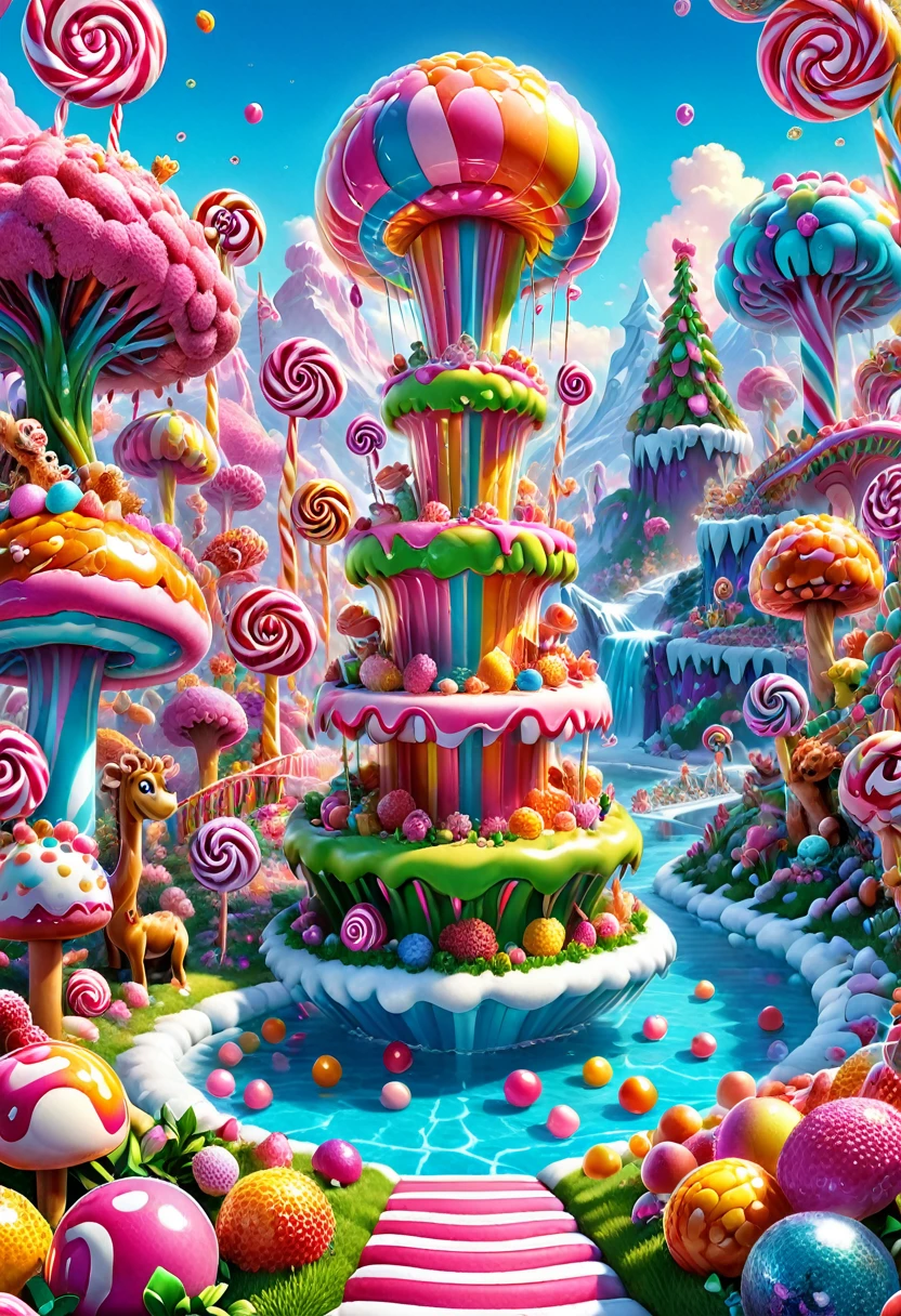 candyland , ice age , Lisa_frank, (masterpiece,  Best quality ,  professional ,  perfect composition ,  very aesthetic , absurdres,  overdetailed,  Complex details :1.3)