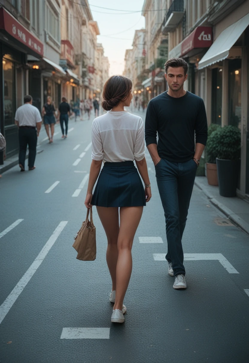 Couple without clothes having sex on the street