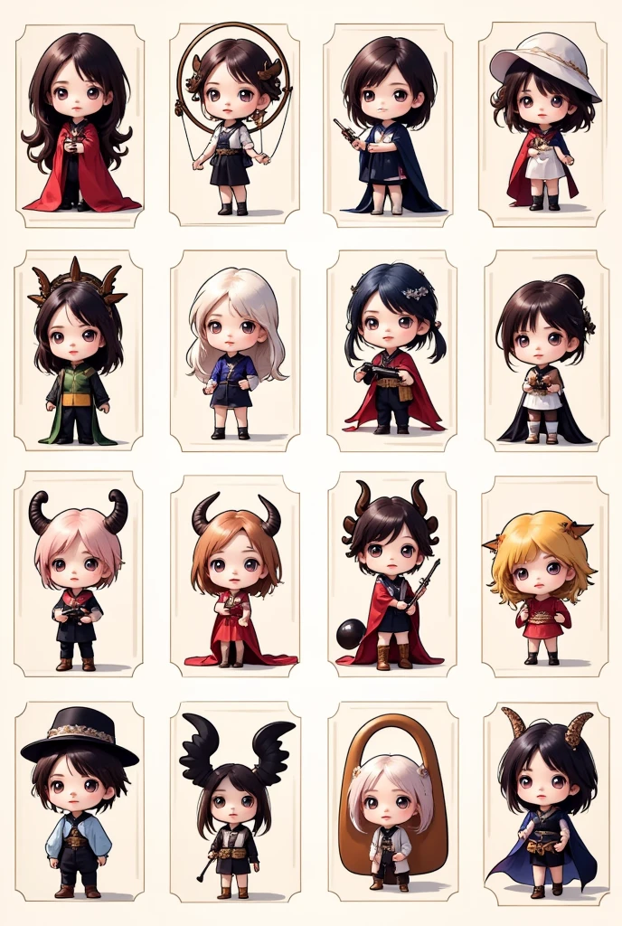 (Masterpiece, best quality), detailed, character sheet, many items (the same person, medieval royal clothes, magic academy uniform, blouse, skirt, glasses, reading glasses, white boots, many parts), athletic, busty, demon, demon girl, detailed beautiful purple eyes, detailed face, pointy ears, red hair and white skin, braided ponytail, demon horns, full of details.