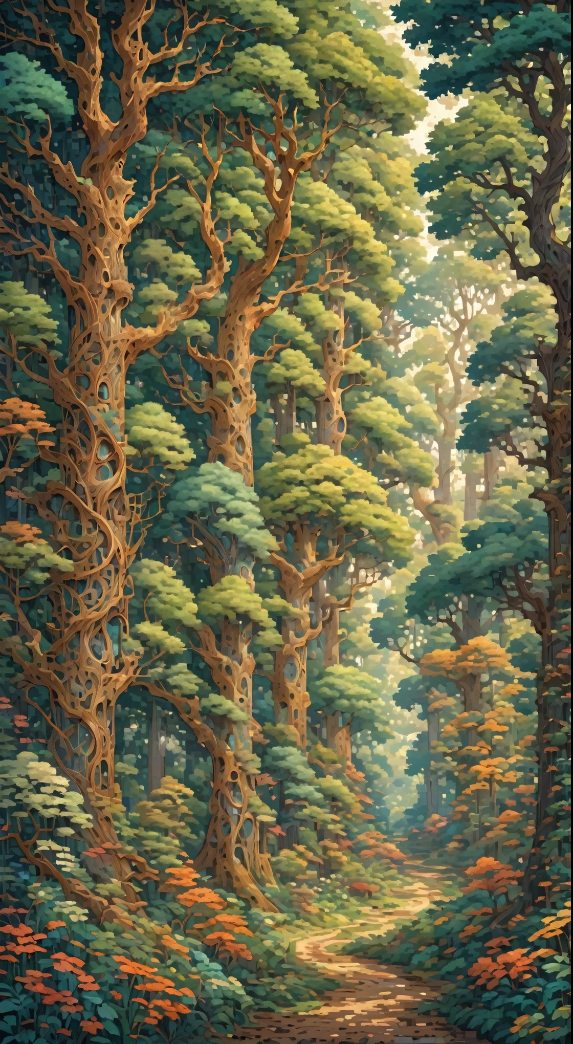 A forest with intricate Trees